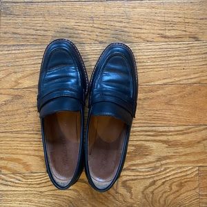 Madewell Corinne Black Leather Lugsole Loafers, 6.5